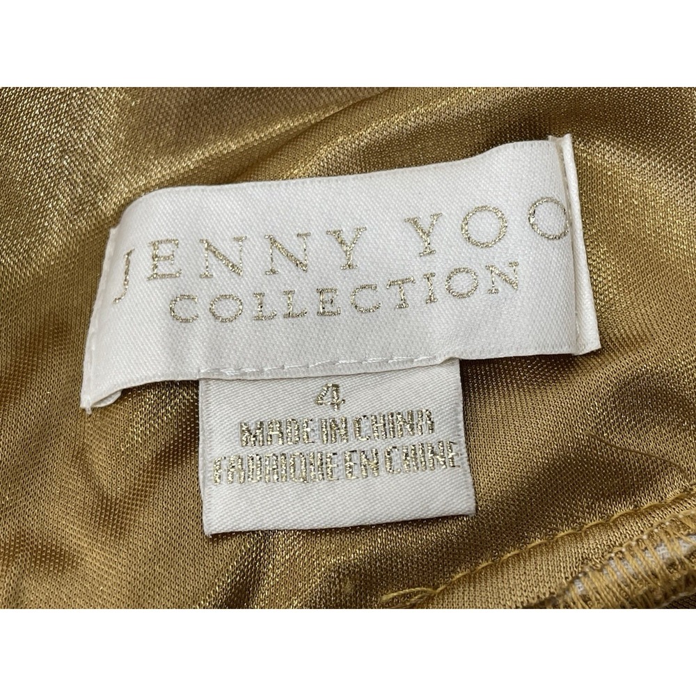 Jenny Yoo Collection Formal Long Sleeve Velvet A Line Maxi Dress Womens 4 Gold - Picture 6 of 8